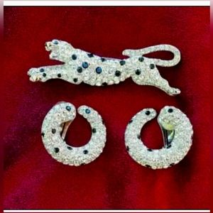 Kenneth J Lane Windsor  panther brooch earrings